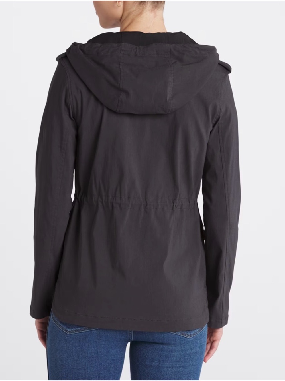 Eden Society Cinched Waist Hooded Cargo Anorak Jacket Charcoal Grey Size XL NWT - Picture 9 of 10